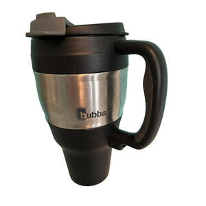 Bubba Keg 34 Oz Travel Mug Insulated With Handle Drink Through Lid Black Silver